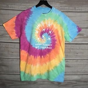NWT Serengetee Catch Flights Not Feelings Tie Dye Tee Shirt Medium